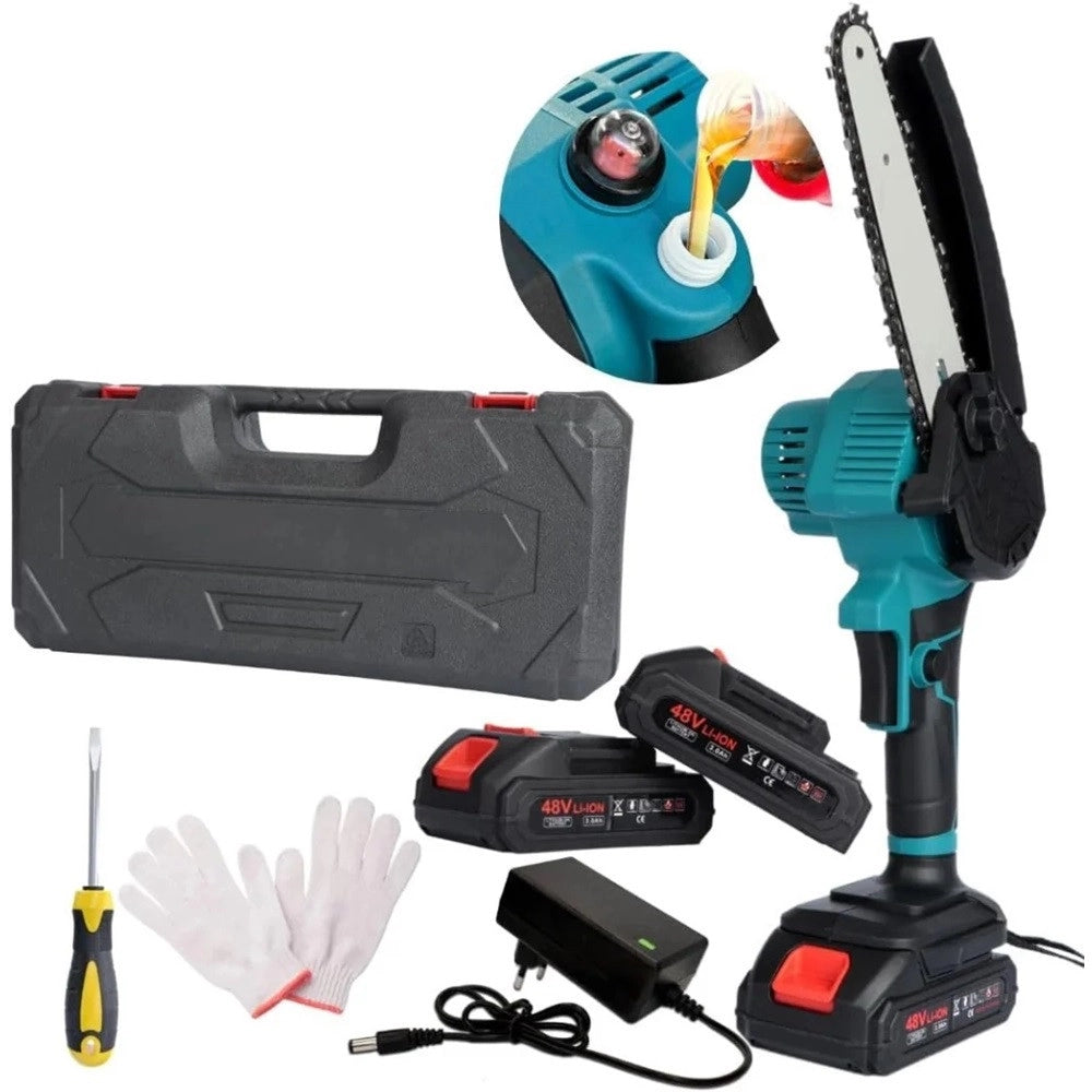 Trade Shop - Mini Motosega Elettrica A Batteria Ricaricabile 6" Per Potatura Giardino Giardinaggio -