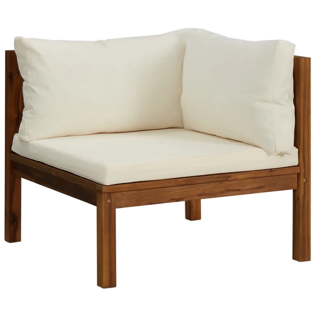 Set Divani da Giardino 7 pz con Cuscini Crema in Legno Acacia 3086938