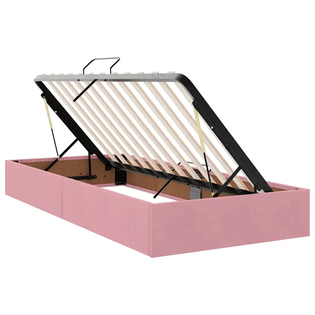 Letto con Contenitore con materasso Rosa 90 x 190 cm Velluto