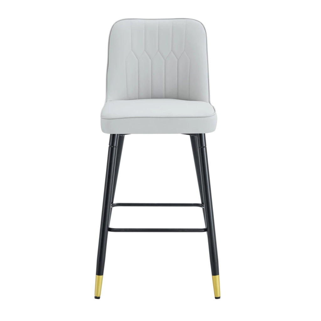 Sgabello da bar set di 2 con schienale ergonomico; rinforzo incrociato e poggiapiedi in PU grigio chiaro e nero