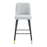 Sgabello da bar set di 2 con schienale ergonomico; rinforzo incrociato e poggiapiedi in PU grigio chiaro e nero