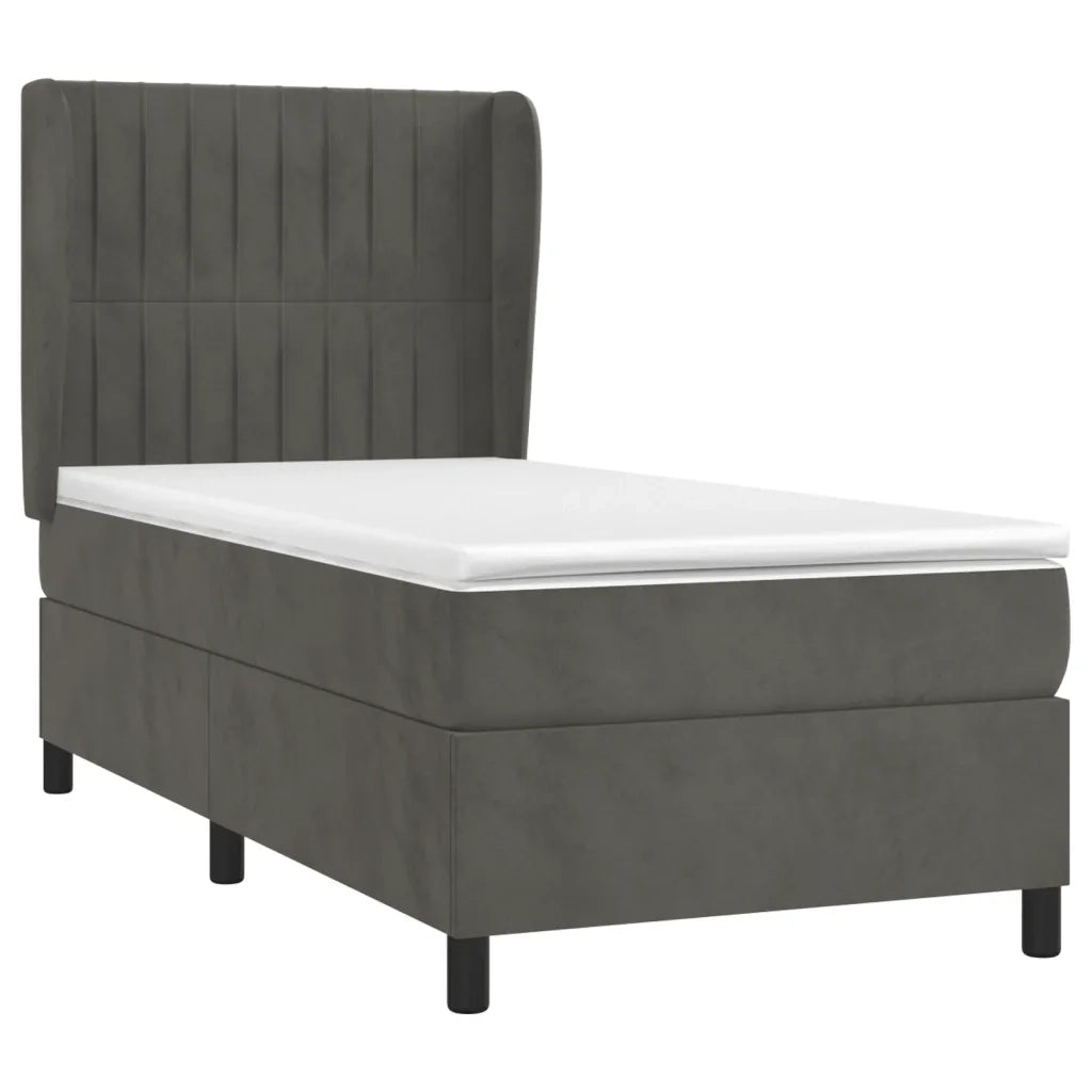 Giroletto a Molle con Materasso Grigio Scuro 90x190 cm Velluto 3129304