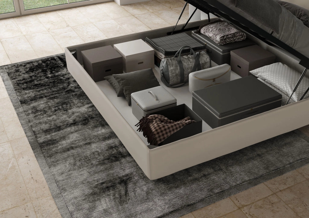BS COM Letto matrimoniale king size contenitore imbottito 190x210 similpelle tortora