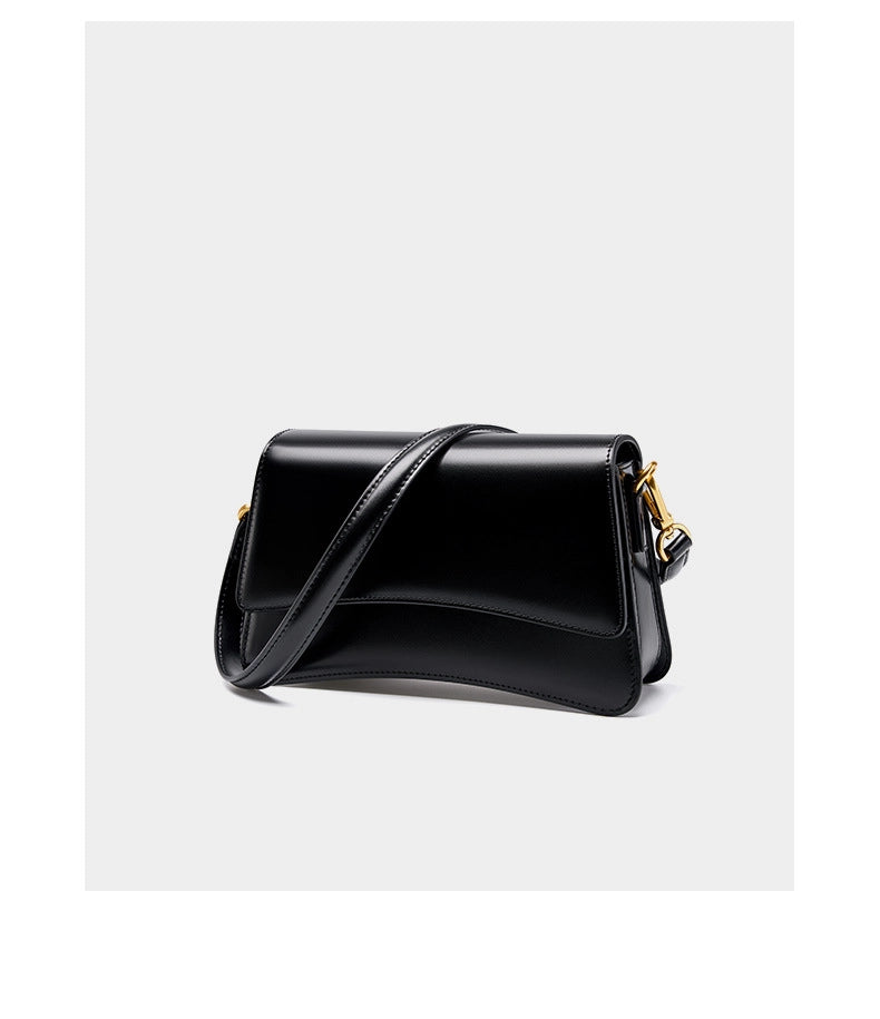 Borsa a tracolla Boston Shell in vera pelle nera