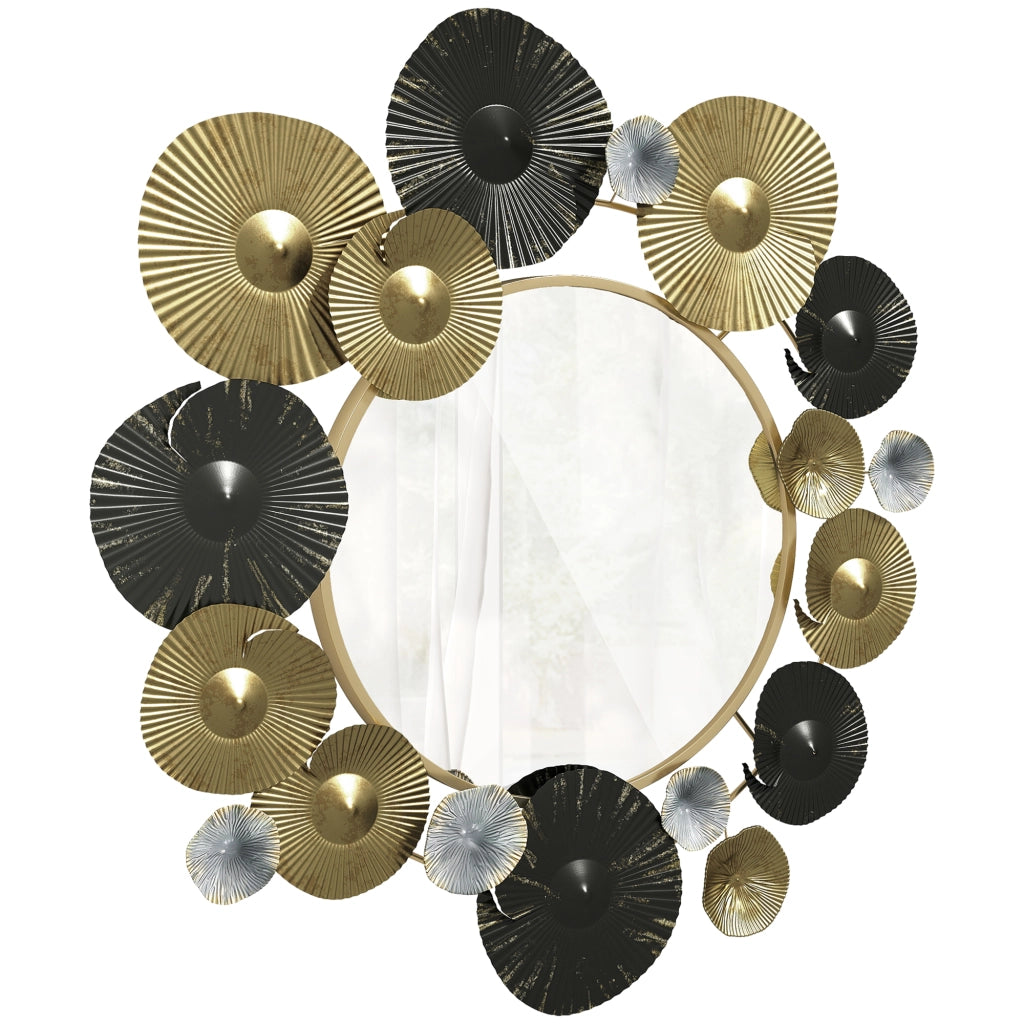 Specchio da Parete con Ganci ¨C Minimal ¨C Nero Dorato 84x84 cm