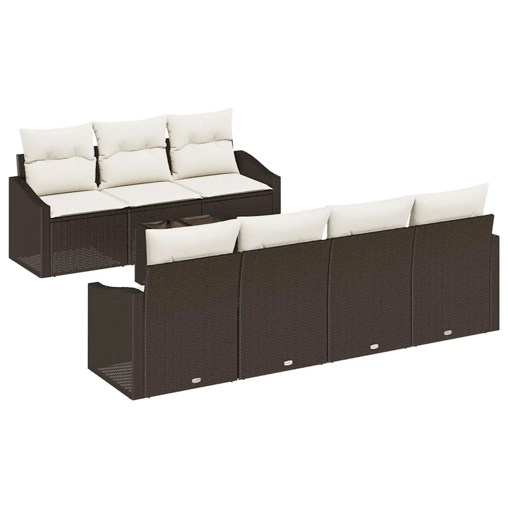 Set di divani con cuscino 8 pcs Marrone e Crema polyrattan 3346628