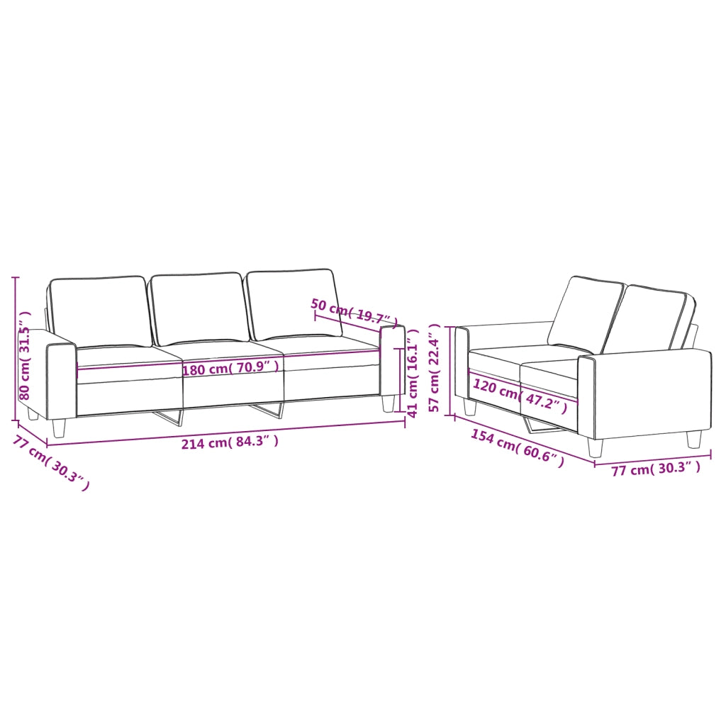 Set di Divani 2 pz Nero in Tessuto 3201902