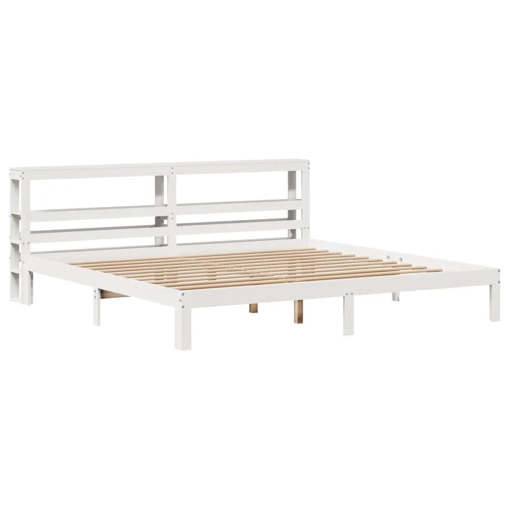 Letto matrimoniale | Letto per adulti | Giroletto con Testiera senza Materasso Bianco 200x200 cm