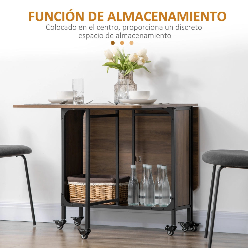 Tavolo Pieghevole con Ruote e Gambe Regolabili per Cucina e Salone ¨C zephmum ¨C 130x80x74 cm Marrone