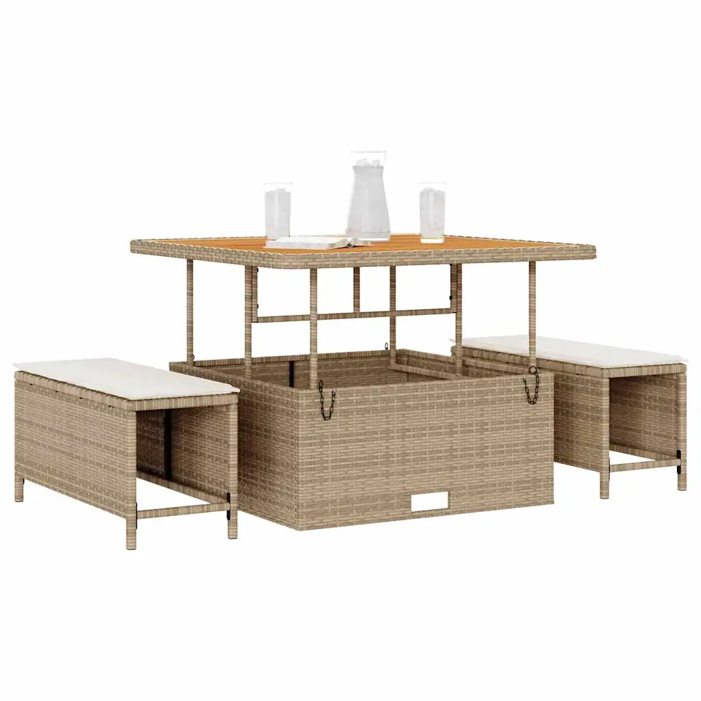 Set da Pranzo per Giardino Beige polyrattan 42007908