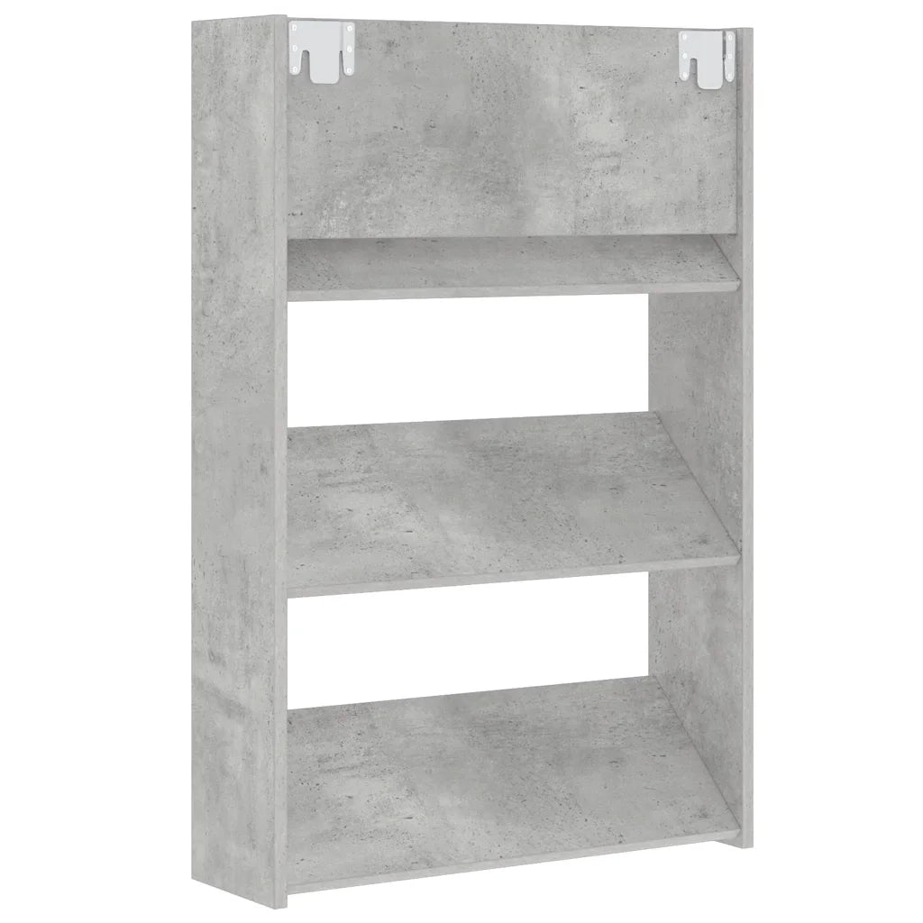 Scarpiera | Mobile per scarpe a Muro Grigio Cemento 60x18x90cm in Legno Multistrato