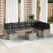 Set Divano da Giardino 9 pcs Grigio chiaro polyrattan