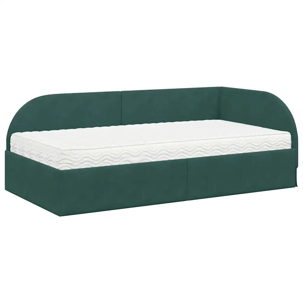 Struttura Letto Angolare con Materasso 2 pcs Verde Velluto 3394196