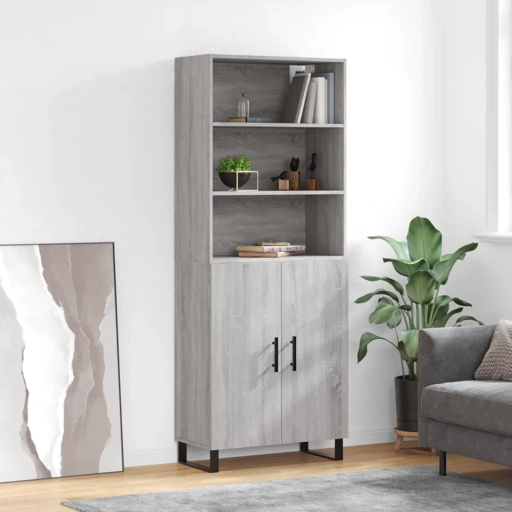 Credenza | Madia | Buffet da pranzo | Armadio da pranzo Grigio Sonoma 69,5x34x180 cm in Legno Multistrato