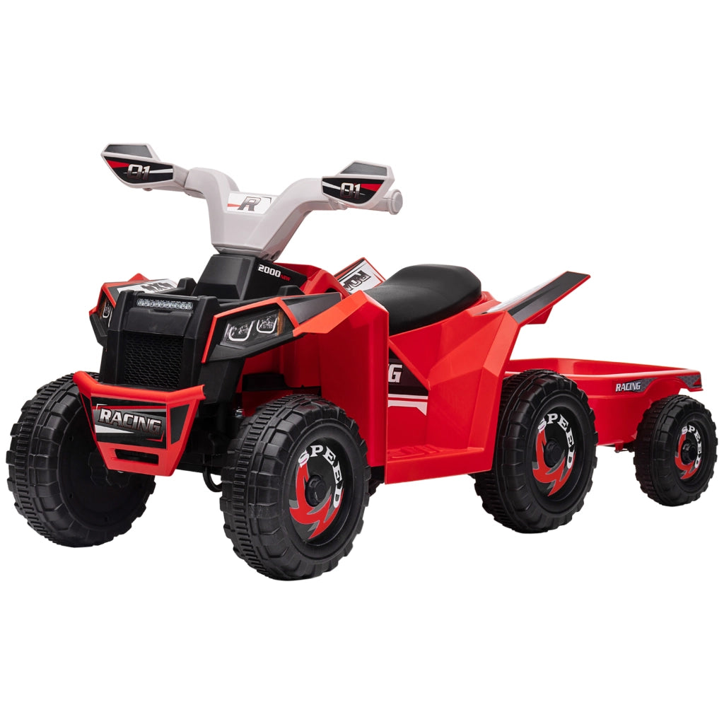 Quad elettrico per bambini con rimorchio ¨C Minimal ¨C rosso, 25 kg, 2,5 km/h