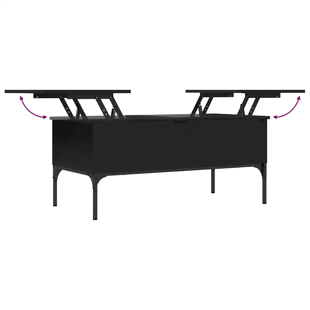 Tavolino Salotto-Tavolino da soggiorno-Tavolo Nero 100x50x45 cm Legno Multistrato e Metallo 111205