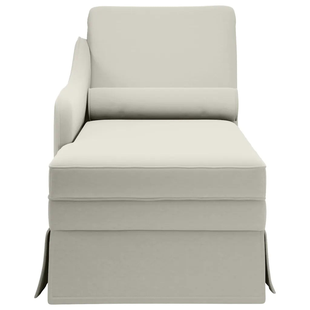 Sdraio con Capezzale e Bracciolo Destro in Velluto Crema 4009789
