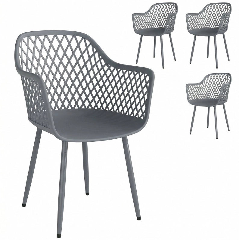 Set di 4 sedie da giardino con braccioli; grigio scuro; 56x51x84 cm