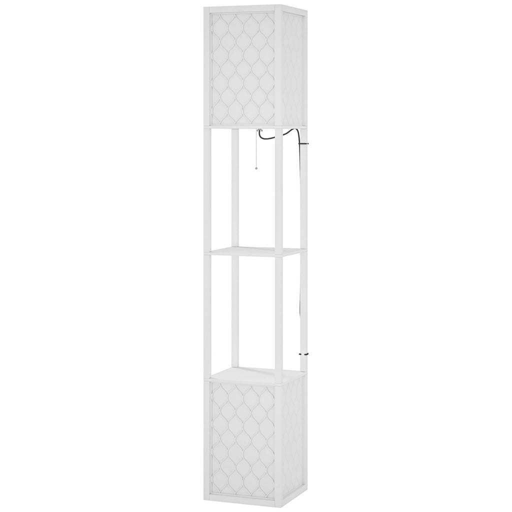 Lampada da Terra Moderna con Ripiani ¨C Zephmum ¨C Bianco 26x26x156 cm