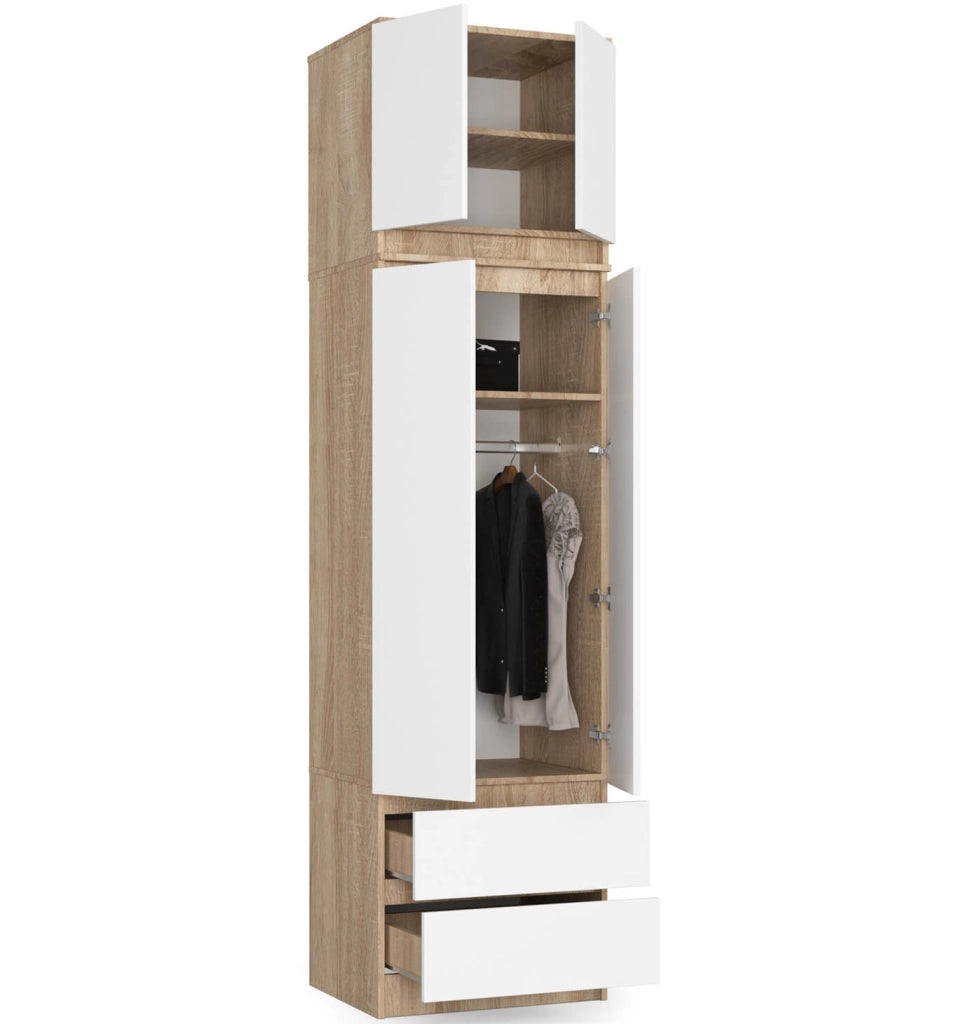 Sopralzo per armadio AKORD S60 Sonoma Quercia 60 cm 2 ante inserto frontale Bianco 60x51x55 cm