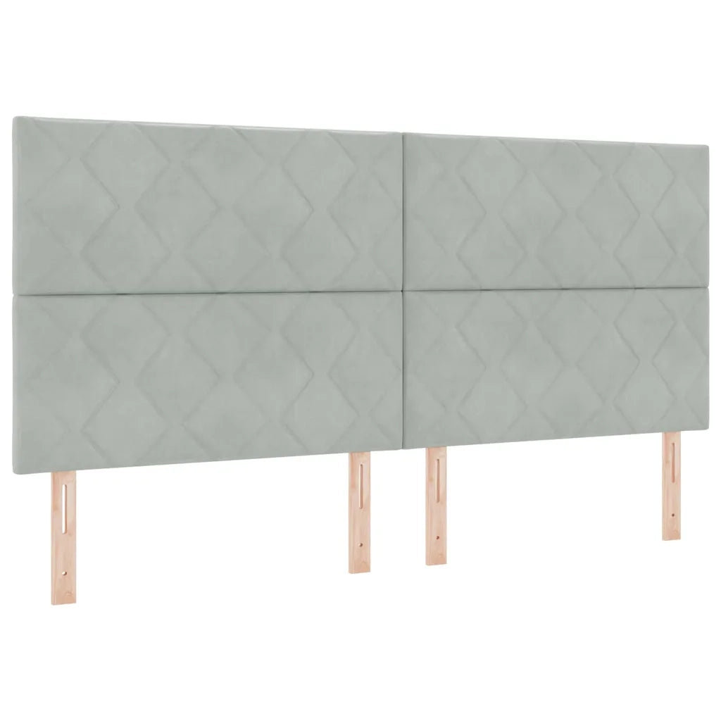 Letto a molle con testiera Grigio chiaro 200 x 200 cm Velluto