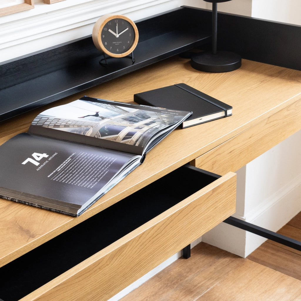 Scrivania ARTHUR a 2 cassetti in legno e nero