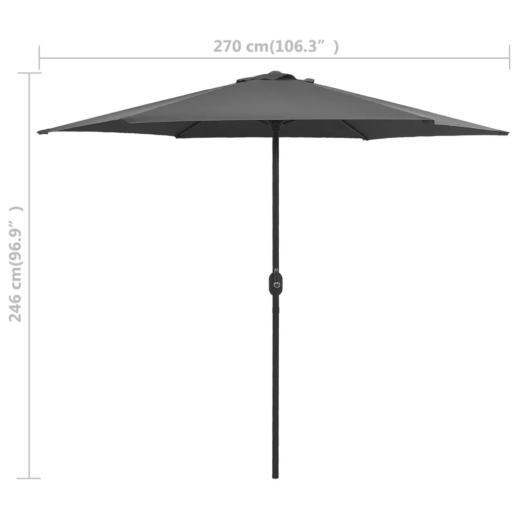 Ombrellone da Esterni-Ombrello da giardino con Palo in Alluminio 270x246cm Antracite