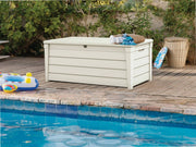 Cassapanca outdoor Wawa, Baule da giardino, Contenitore da esterno, Panchina contenitore da esterno, 145x70 h60 cm, Bianco