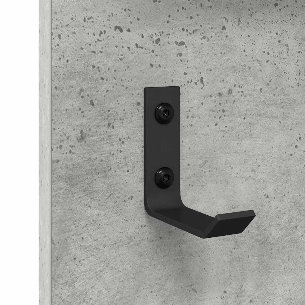 Appendiabiti a muro con specchio-Attaccapanni con specchio Grigio cemento 90 x 10 x 50 cm