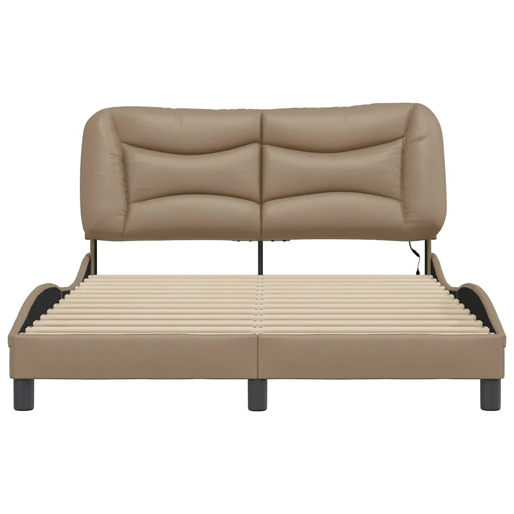 Letto matrimoniale | Letto per adulti | Giroletto con LED senza Materasso Hvar Cappuccino 140x190 cm