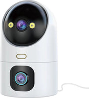 Casa sicura - monitor per bambini - visione notturna - 5G - Wi-Fi - tracking automatico - lente doppia - rilevamento movimento - bianco -