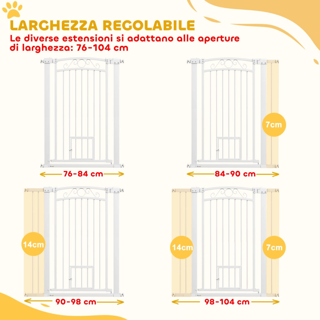 Cancelletto di Sicurezza per Cani e Gatti Regolabile ¨C Xylo ¨C Bianco 76-104x106cm