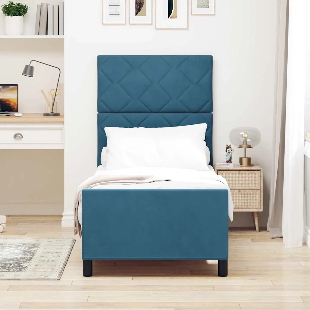 Letto a molle con testiera Blu Scuro 80 x 200 cm Velluto