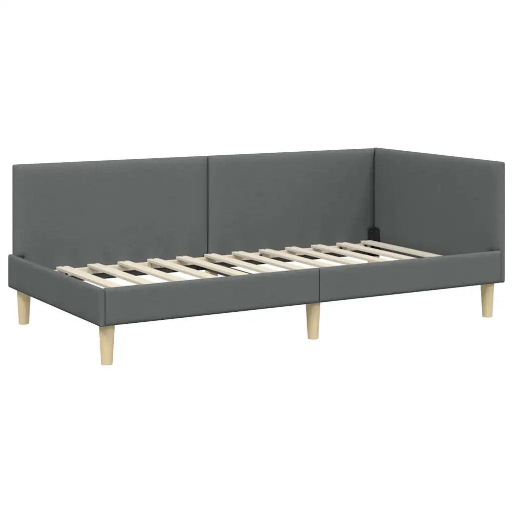 Letto singolo | Letto per adulti | Struttura Letto Angolare con Materasso 2 pcs Grigio Tessuto