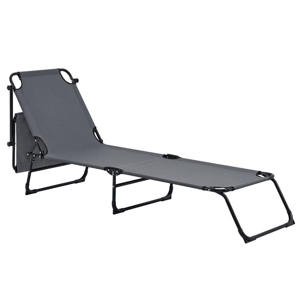 Set di 2 Lettini Prendisole Lomeda con Tettuccio Parasole e Schienale Reclinabile - Grigio Scuro casa.pro