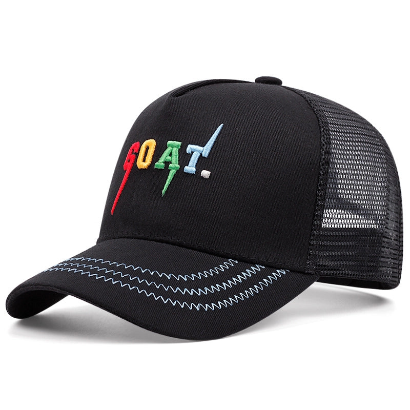 Cappellini da baseball neri con ricamo di capra