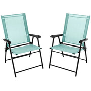 Set di 2 sedie da giardino pieghevoli 65 x 60 x 93 cm comfort ergonomico metallo verde menta 20_0012420