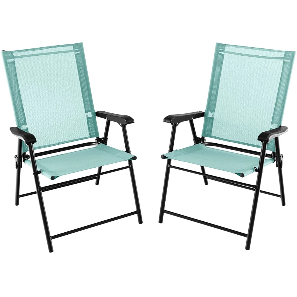 Set di 2 sedie da giardino pieghevoli 65 x 60 x 93 cm comfort ergonomico metallo verde menta 20_0012420