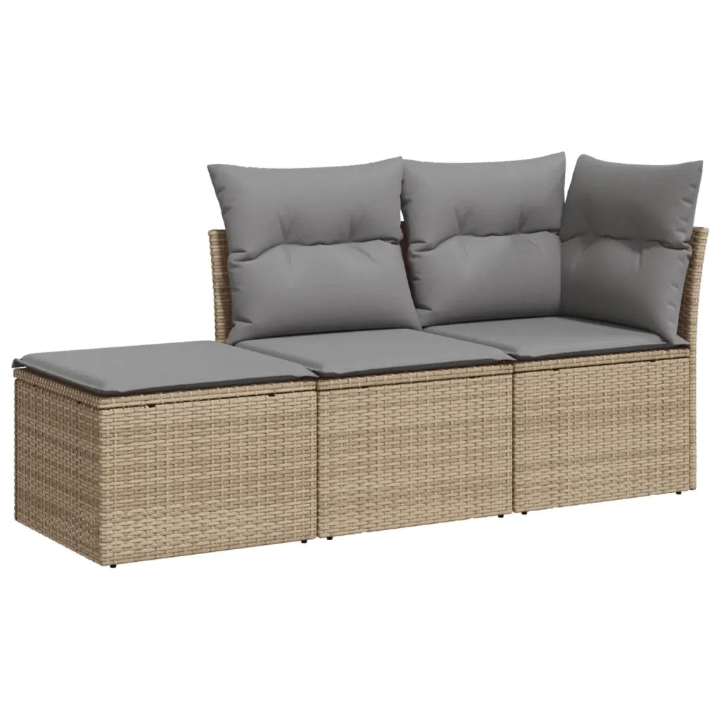 Set Divano da Giardino 3 pz con Cuscini Beige in Polyrattan 3217469
