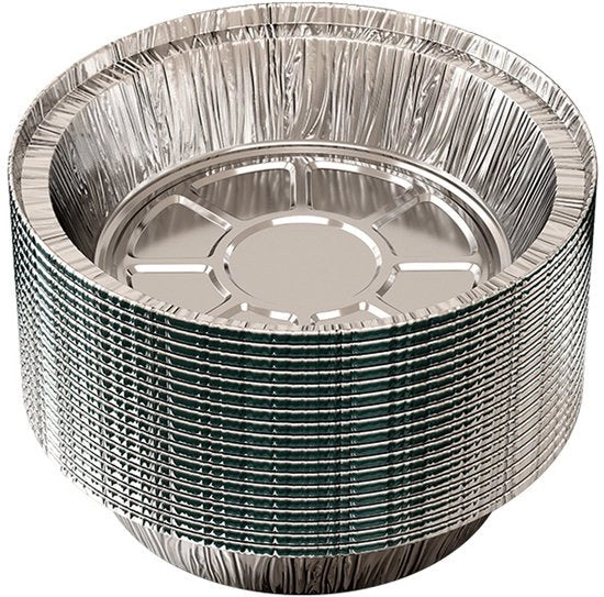 Bakvormi in alluminio a forma rotonda da 20 cm, usa e getto, adatti per congelatore e forno - Per cuocere, cuocere, conservare, friggere e riscaldare - Confezione da 100 pezzi - Adatti per air fryer con capacità di 4-4,5 litri