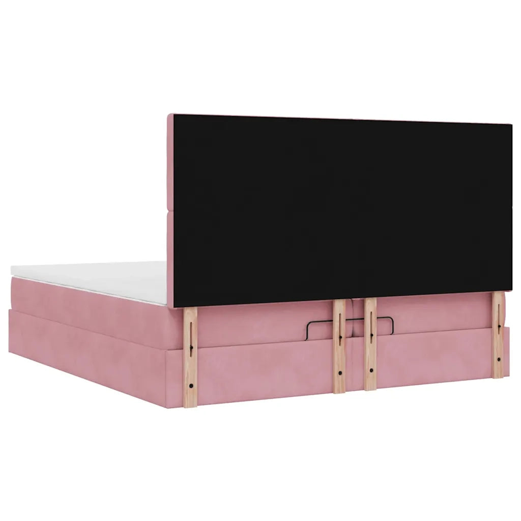 Struttura Letto Pouf con Materassi Rosa 200x200 cm Velluto 3313642