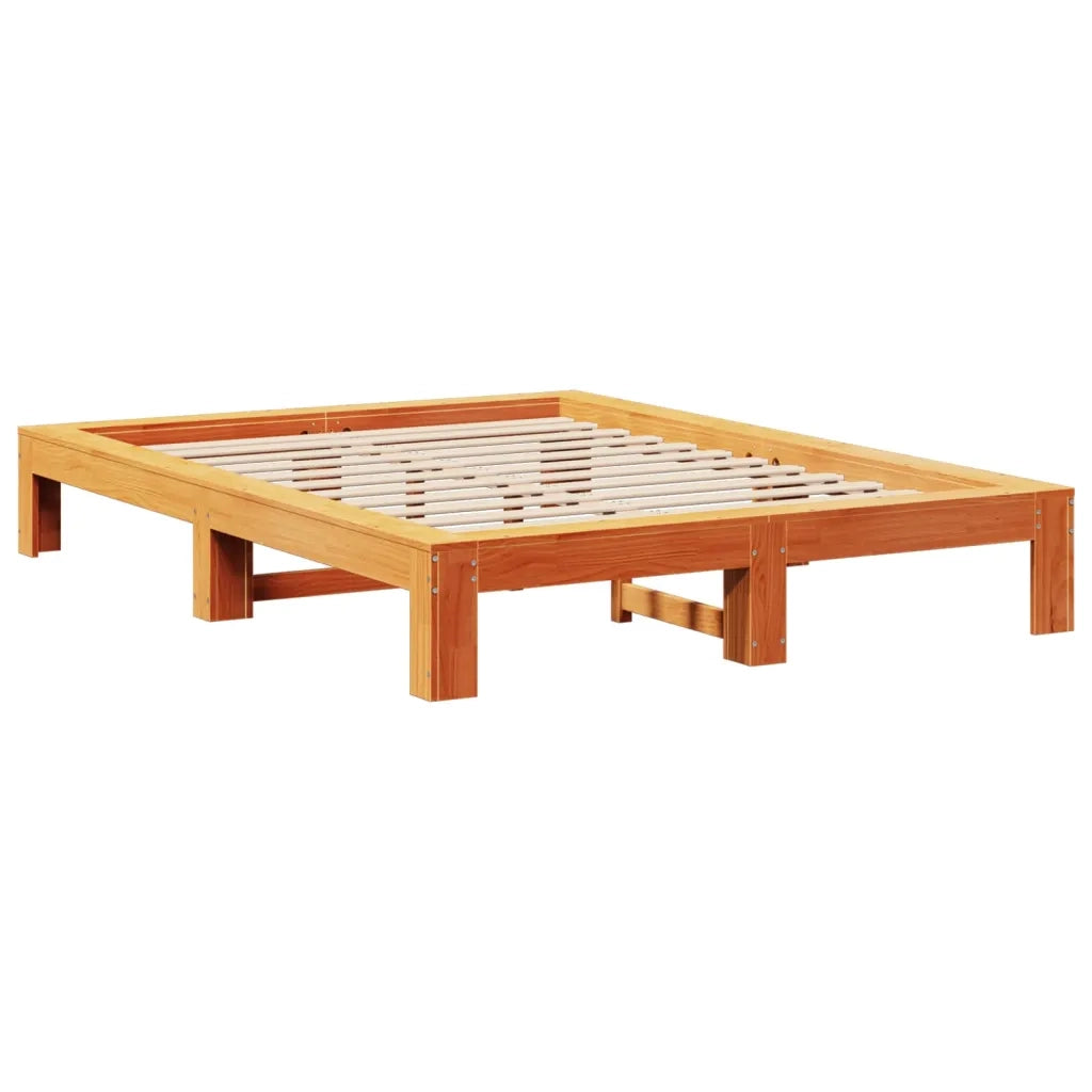 Giroletto senza Materasso-Struttura Letto Marrone Cera 140x200cm Massello Pino 726392