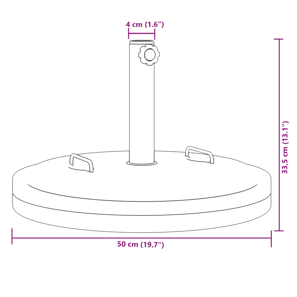 Base per ombrellone-Supporto per ombrellone con Manici per Pali ?38/48 mm 25 kg Rotonda
