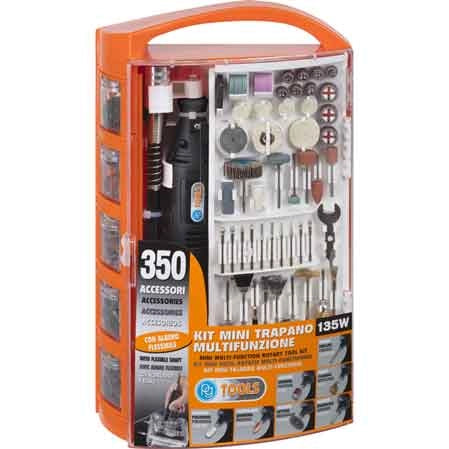 KIT MINI TRAPANO 'PG138W' 350 accessori -135 watt - PG PROFESSIONAL