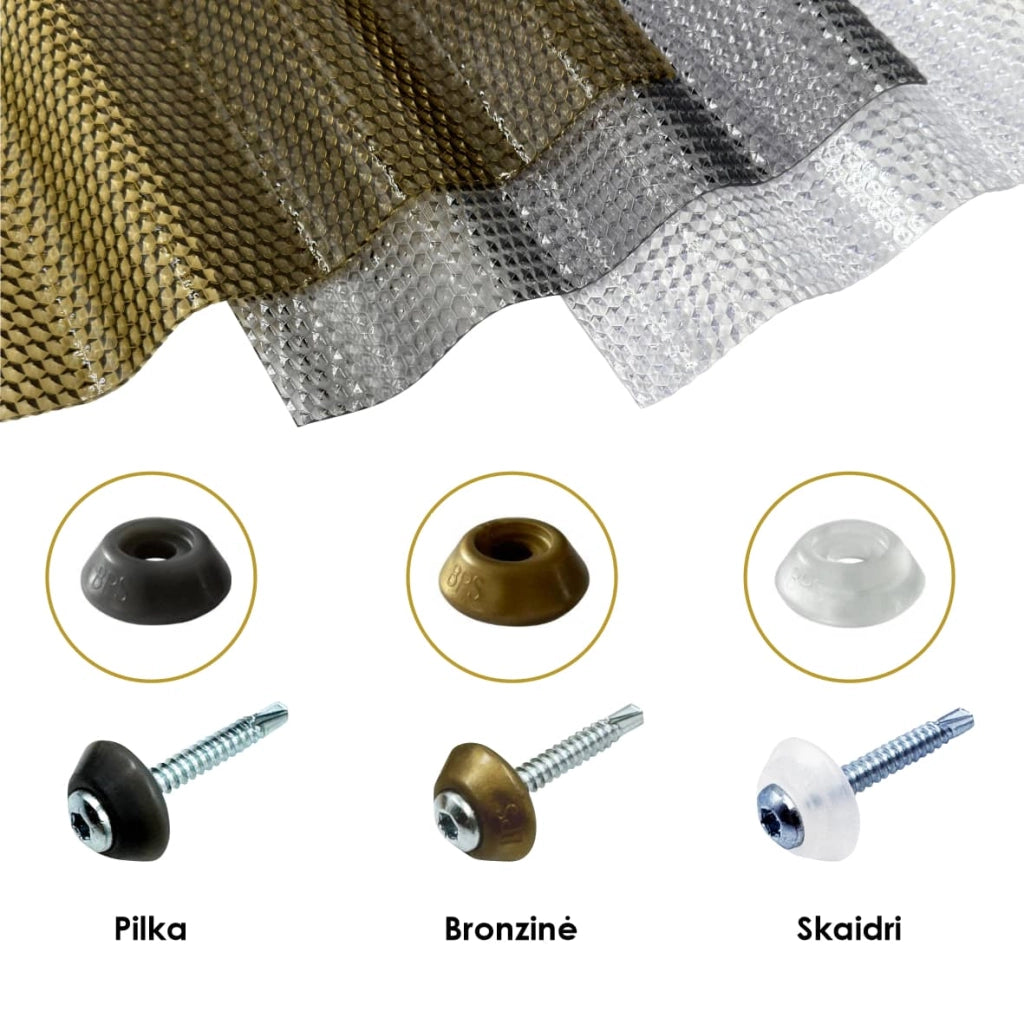 Viti zincate M5 x 50 mm per legno con rondella di tenuta trasparente MK PC DIAMONDS 50 pezzi