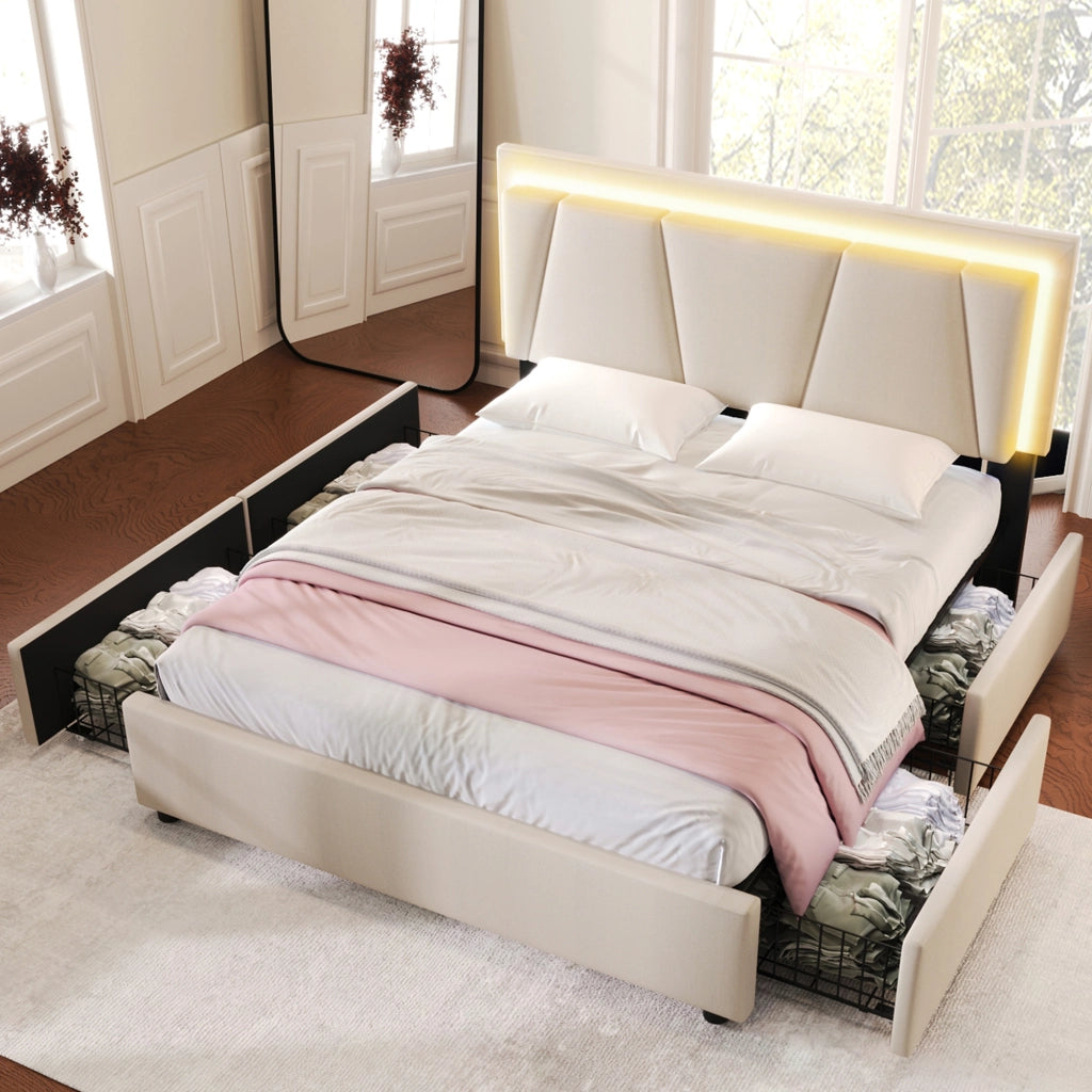 letto imbottito legno beige 160x200 cm