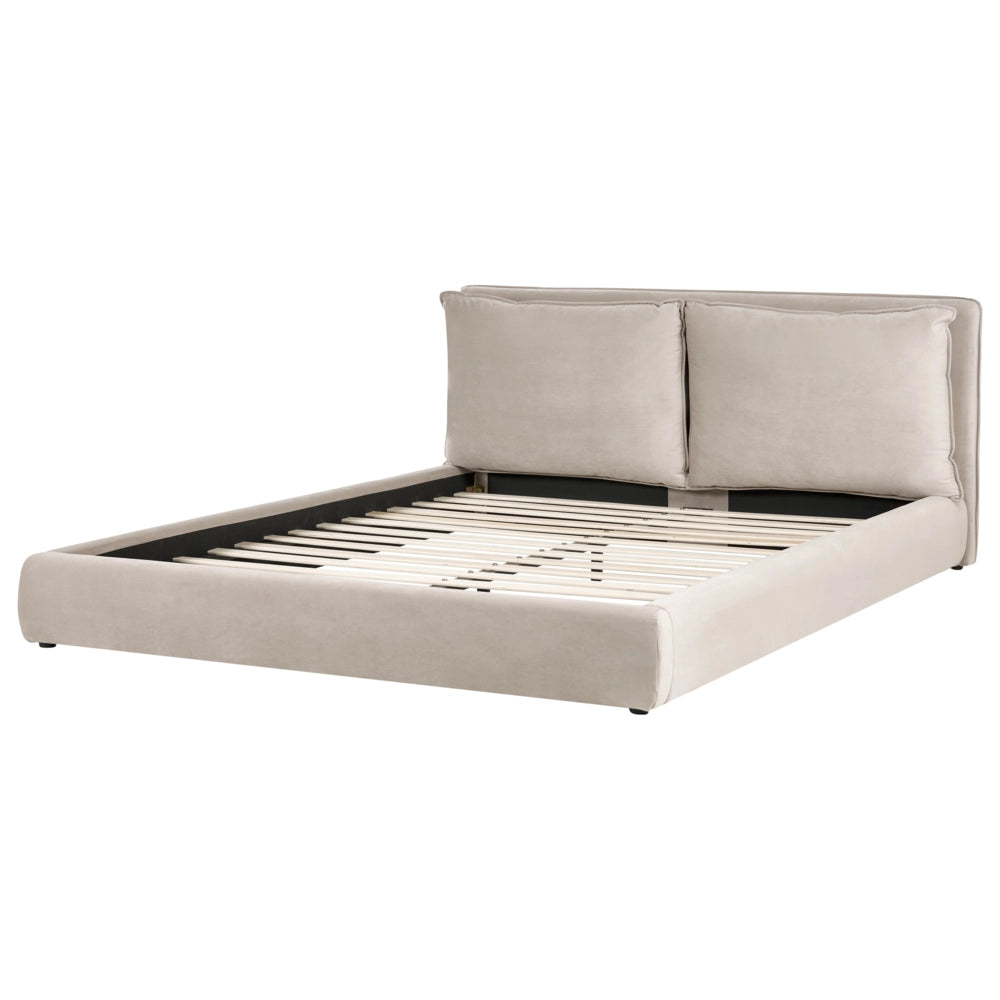 Letto matrimoniale ad acqua tessuto bouclè tortora 180 x 200 cm camera da letto moderna