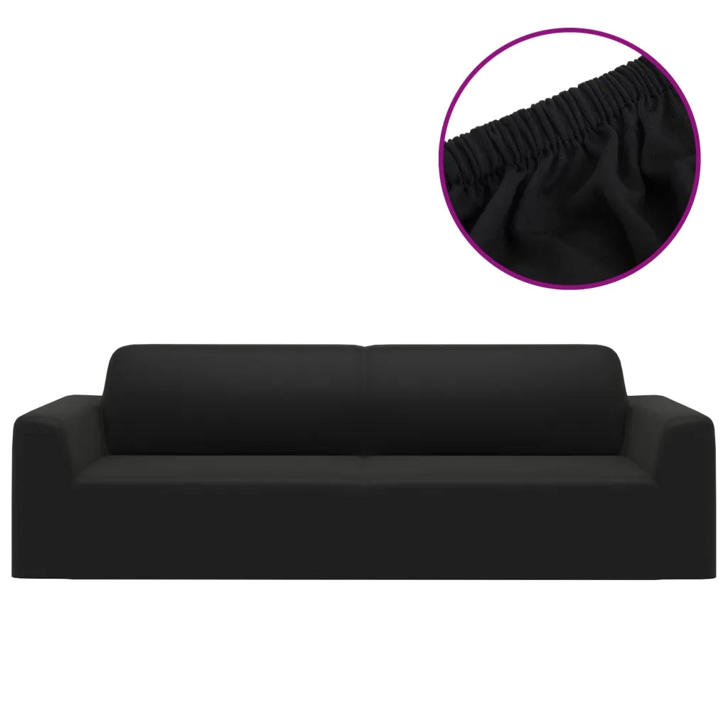Fodera Elasticizzata per Divano 3 Posti Jersey Poliestere Nero CFW5190622
