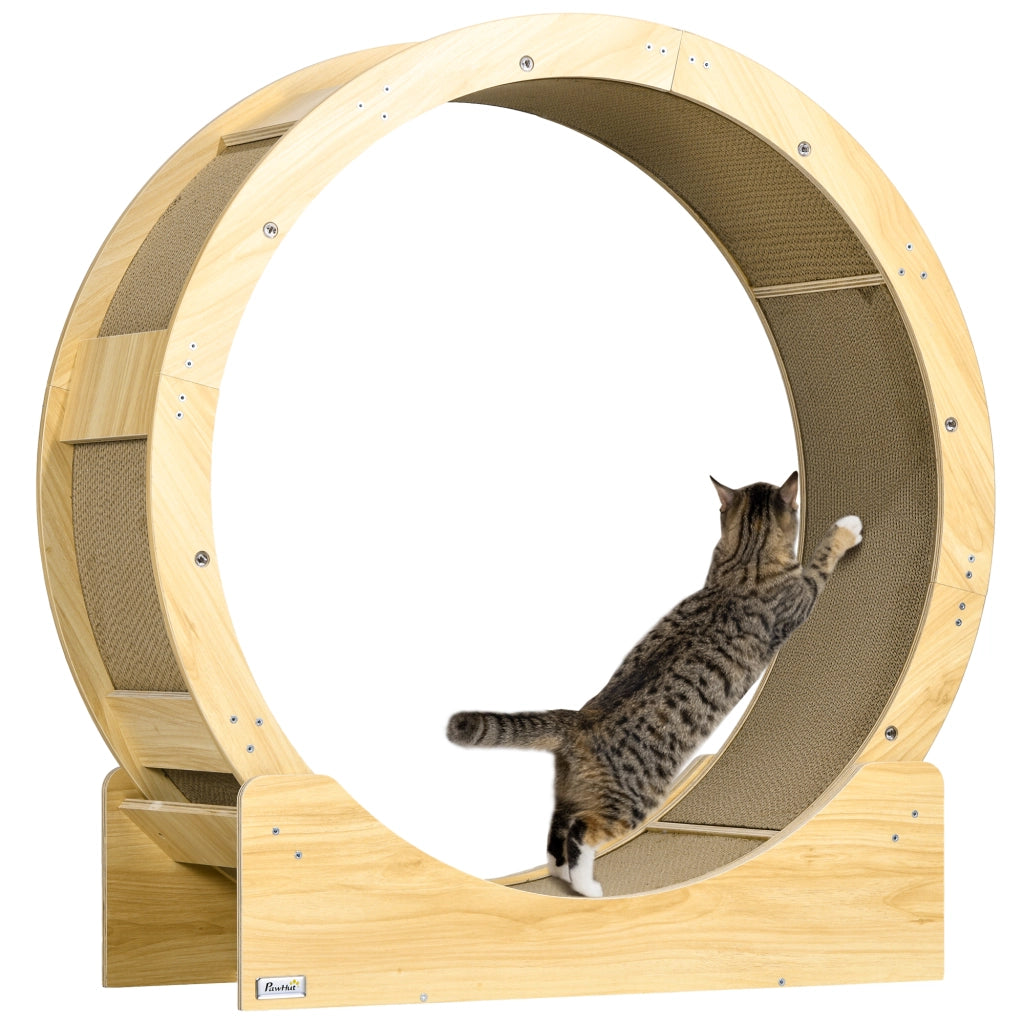 Ruota per Gatti 91 cm con Freno e Graffiatoio ¨C Minimal ¨C Legno Rovere