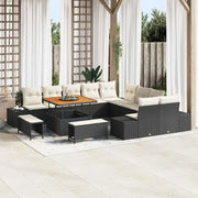 Set Divano da Giardino con cuscino 13 pcs Nero Poly Rattan
